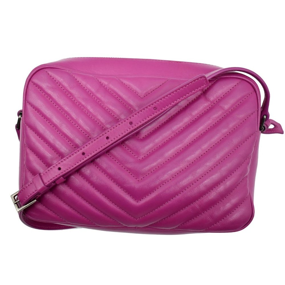 YVES SAINT LAURENT  Lou Chevron Leather Camera Crossbody Bag Pink - Picture 3 of 12